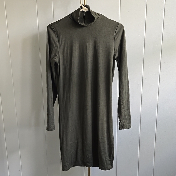 BUMPSUIT Elegant Olive Green Turtleneck Maternity Dress Size L - Picture 4 of 11